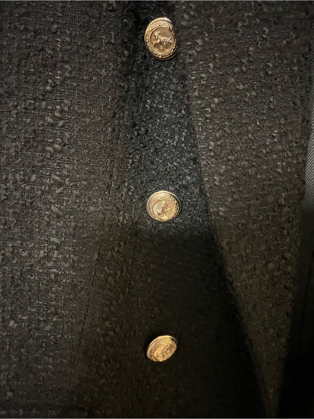 Zara Black Bouclé Double-Breasted Blazer with Gold Buttons - Picture 11 of 12
